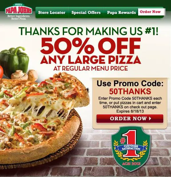 Papa Johns Promo Code